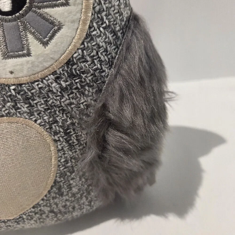 Owl Door Stopper Weighted Stuffed Gray Fluffy Fur Heart NWT
